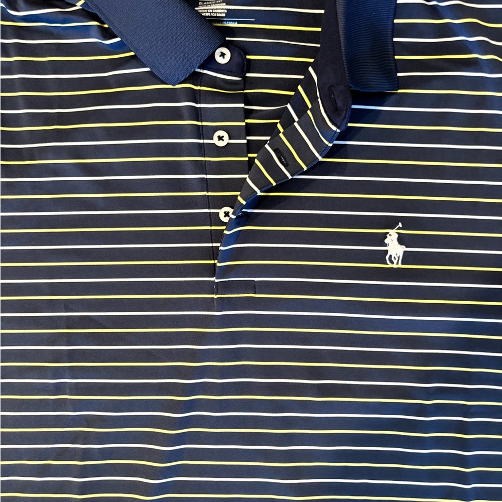 Polo by Ralph Lauren Navy and Yellow Striped Shirt